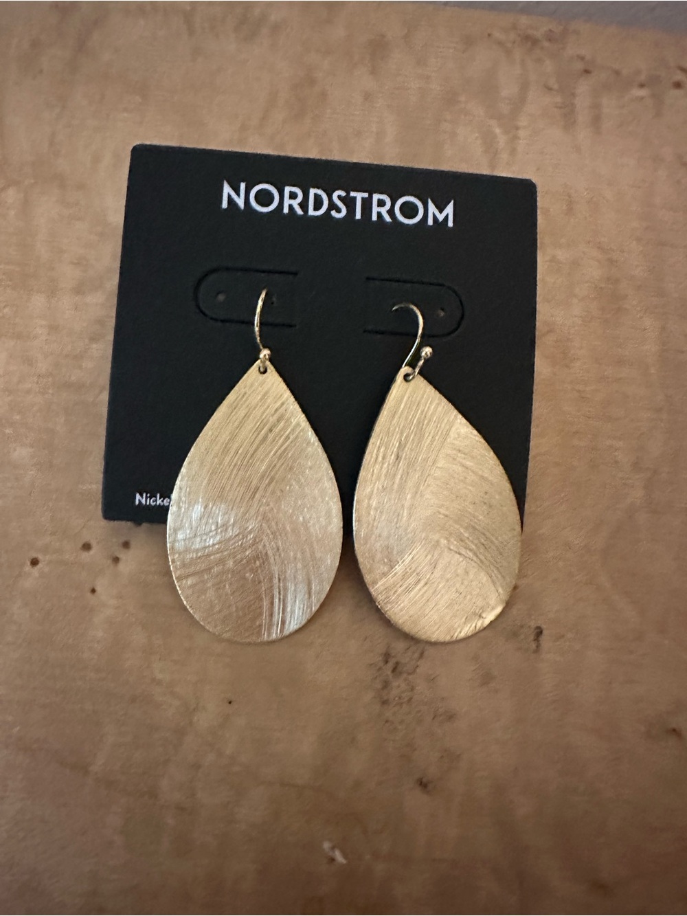 Nordstrom Gold Brushed Teardrop Dangle Earrings - Picture 4 of 5